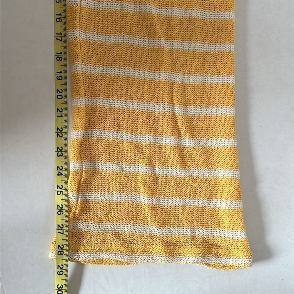 Zara Womens Knit Wide Leg Pants Sz Small Yellow White Stripe High Rise - Picture 11 of 11